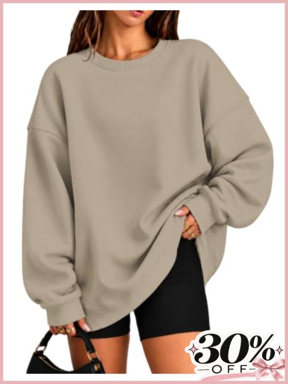 Oversized Crewneck Fleece Sweatshirt Long Sleeve Pullover Women's